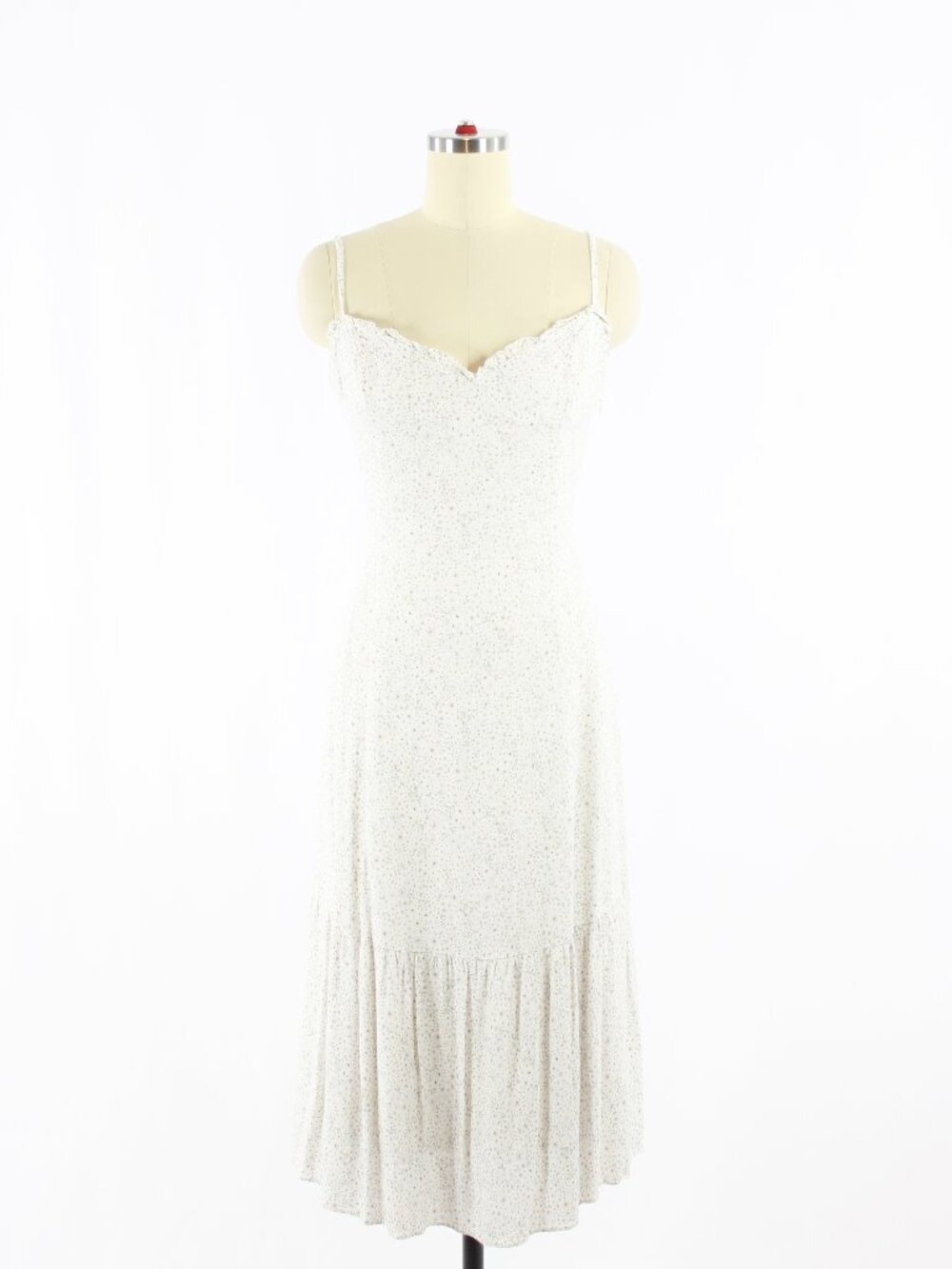 Aritzia WILFRED Broadway White Floral Crepe Bustier Midi Slip Dress, Size 10